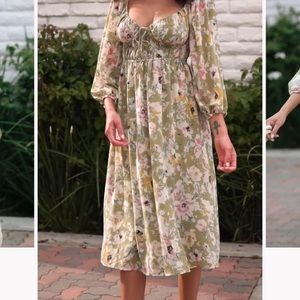 Elizebeth puff sleeve dress from morning lavender green floral
